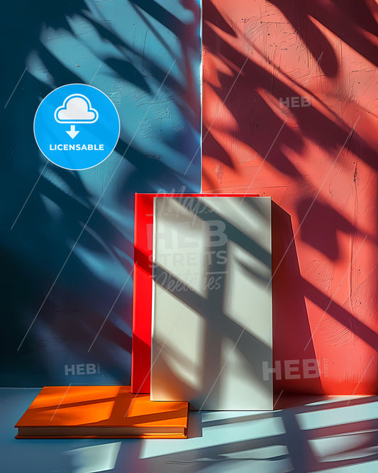 Minimalist Art Book Cover Featuring Vibrant Painting on Bold Red and Blue Wall