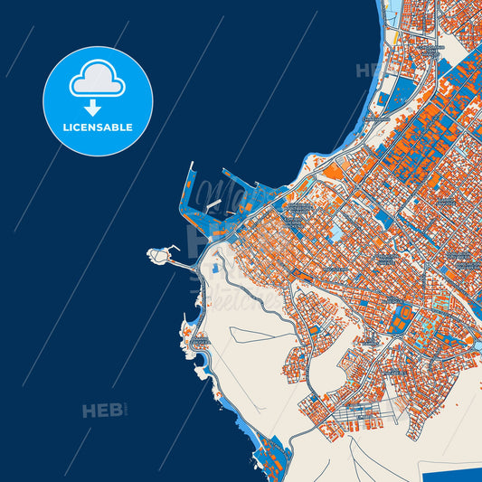 Colorful Arica Street Map with Labels and Buildings