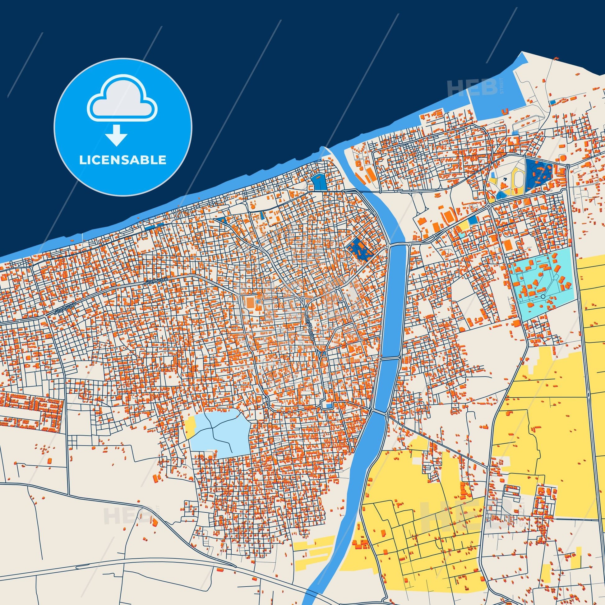 Colorful Arish Street Map with Labels and Buildings