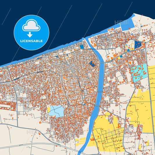 Colorful Arish Street Map with Labels and Buildings