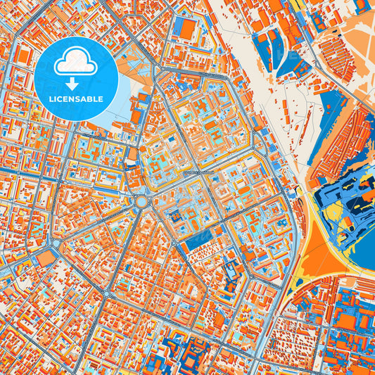 Colorful Arkhangelsk Street Map with Labels and Buildings