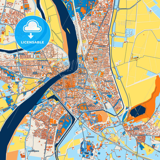Colorful Arles Street Map with Labels and Buildings