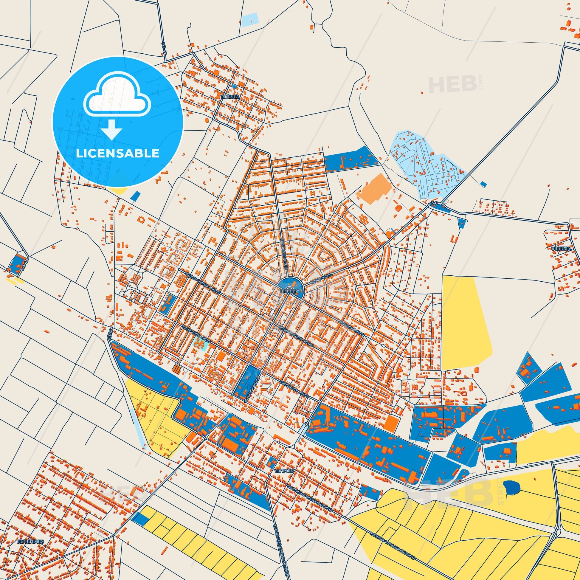 Colorful Armavir Street Map with Labels and Buildings