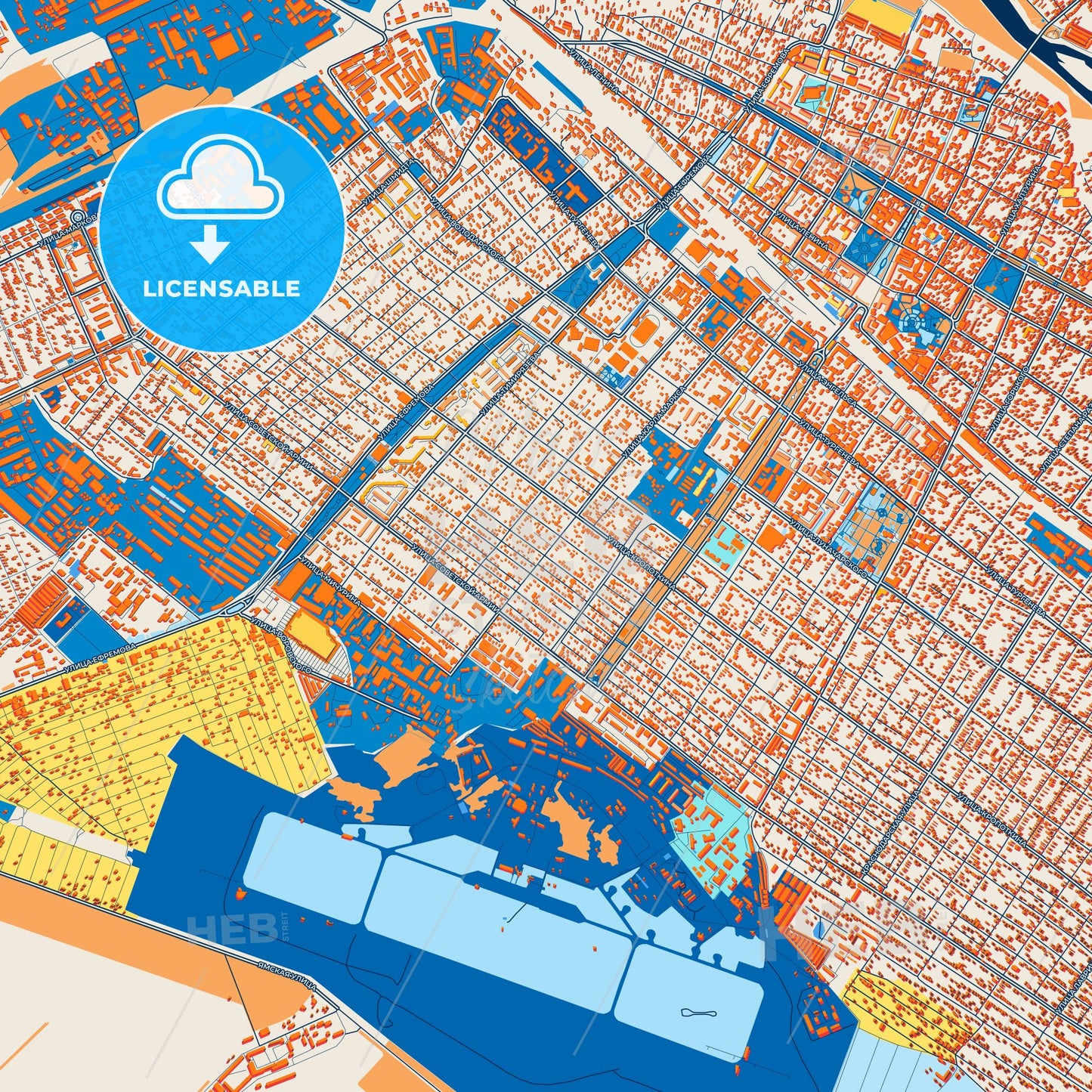 Colorful Armavir Street Map with Labels and Buildings