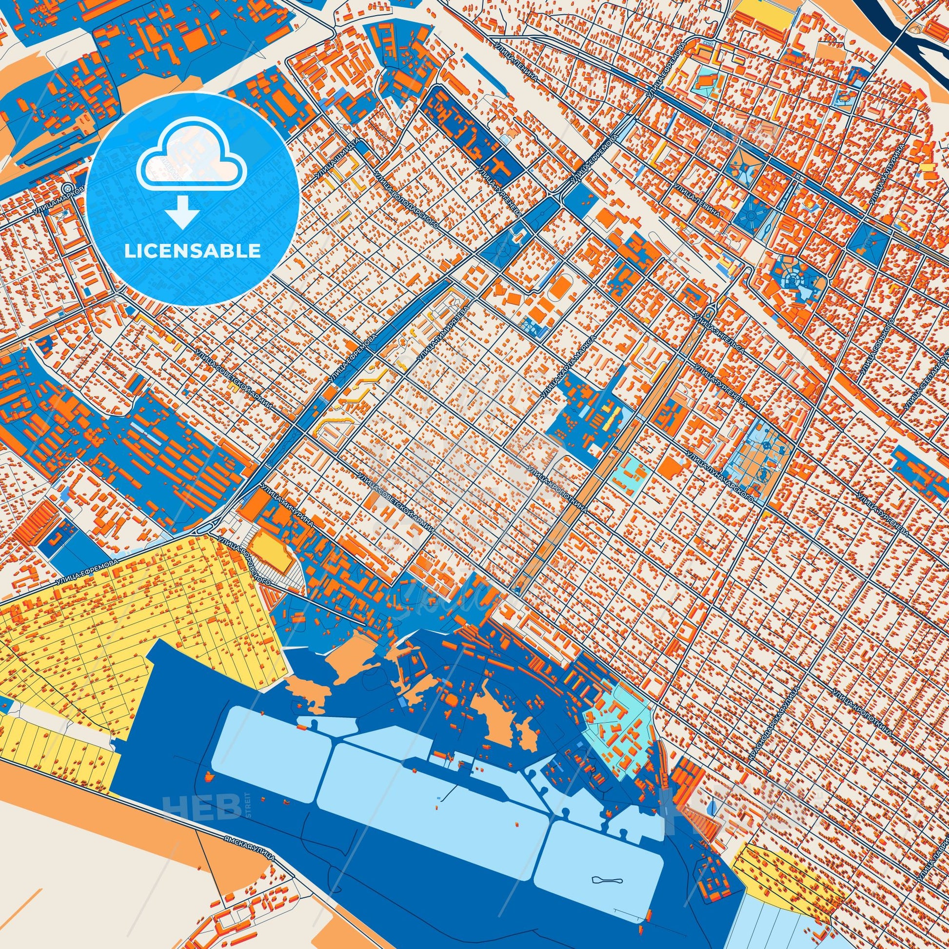 Colorful Armavir Street Map with Labels and Buildings