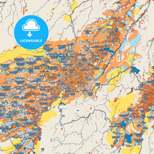 Colorful Armenia Street Map with Labels and Buildings