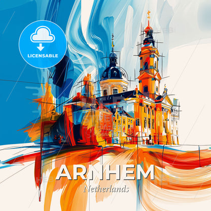 Vibrant Arnhem, Netherlands - A Painting Of A Building - Square format print template