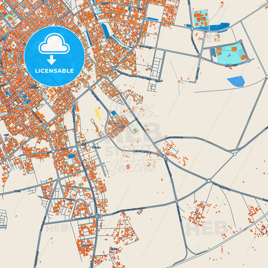 Colorful Ar Rass Street Map with Labels and Buildings