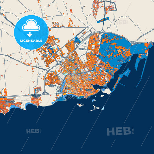 Colorful Arrecife Street Map with Labels and Buildings