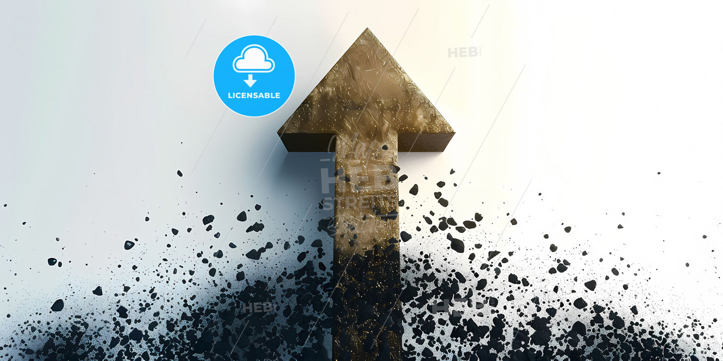 Gold Arrow with Debris Painting Header, Artwork, Copy Space