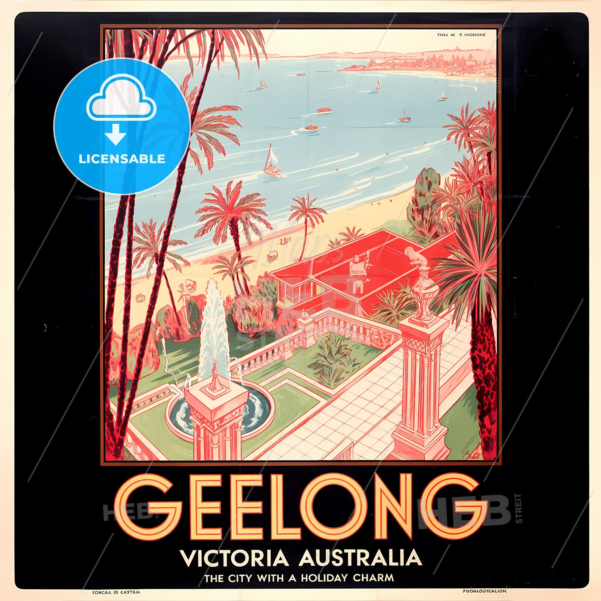 Art Deco Bliss: Vintage Geelong Coastal Retreat Poster