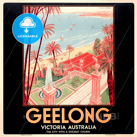 Art Deco Bliss: Vintage Geelong Coastal Retreat Poster