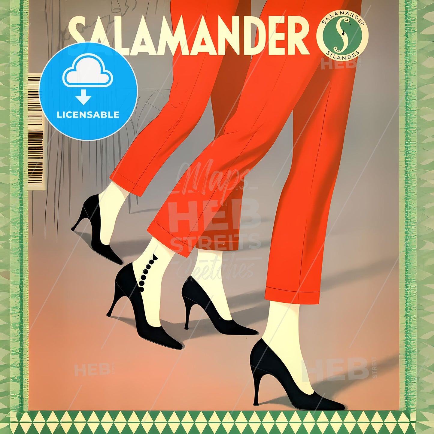 Art Deco Elegance: SALAMANDER Vintage Shoe Advertisement Print