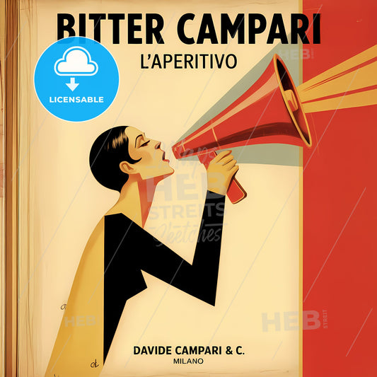Art Deco Elegance: Vintage Geometric Bitter Campari Advertising Poster