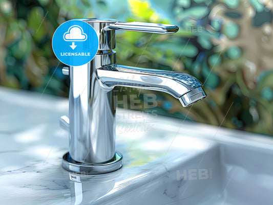 Artistic Blueprint Design of Modern Bathroom Faucet: Close-up Painting Emphasizing Art