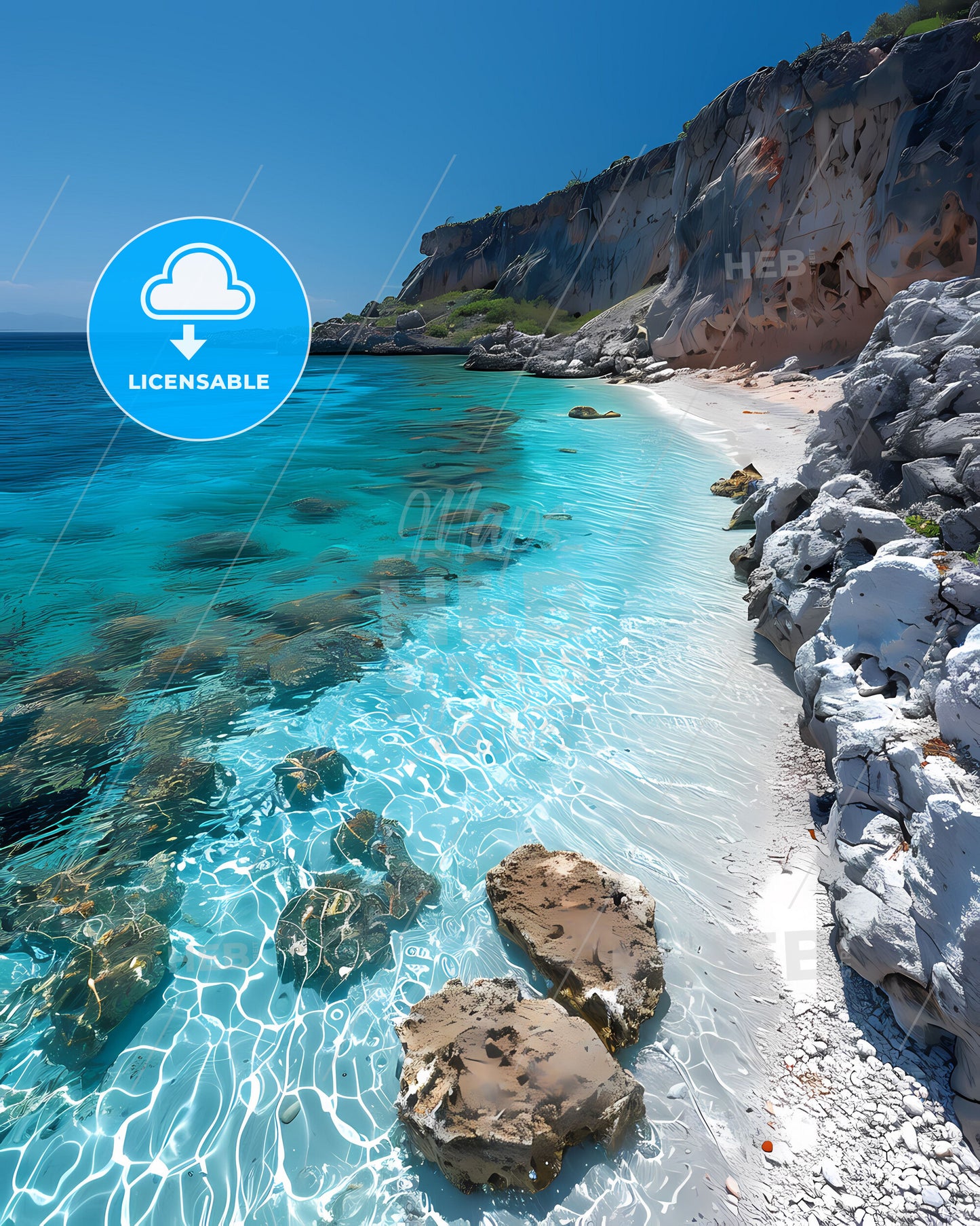 Artful Seascape Painting of Rocky Beach in Aruba, North America