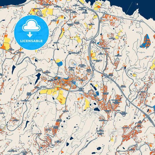 Colorful Arucas Street Map with Labels and Buildings