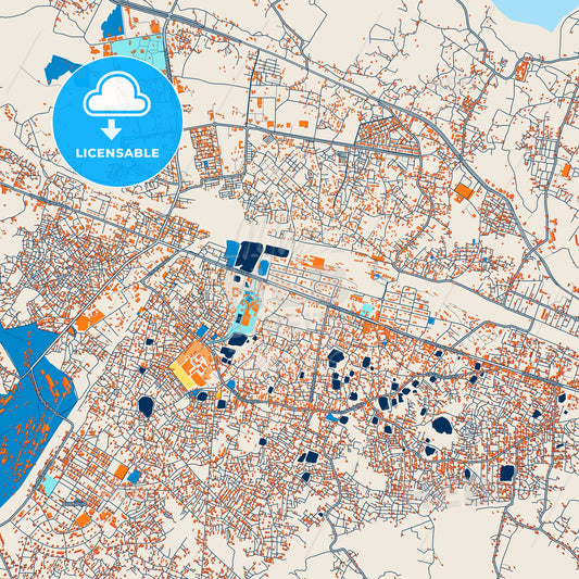 Colorful Asansol Street Map with Labels and Buildings