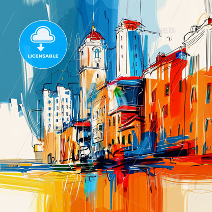 Vibrant Ashdod, Israel - A Painting Of A City