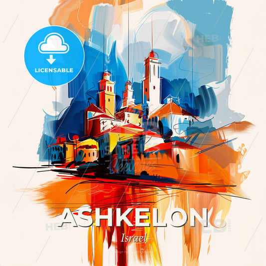 Vibrant Ashkelon, Israel - A Painting Of A City - Square format print template