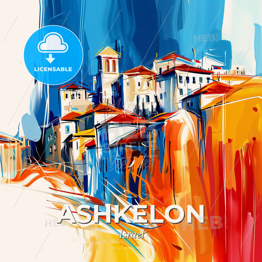 Vibrant Ashkelon, Israel - A Painting Of A City - Square format print template