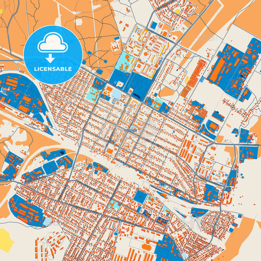 Colorful Asipovichy Street Map with Labels and Buildings