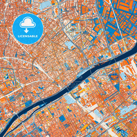 Colorful Asnières-sur-Seine Street Map with Labels and Buildings