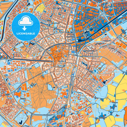 Colorful Assen Street Map with Labels and Buildings