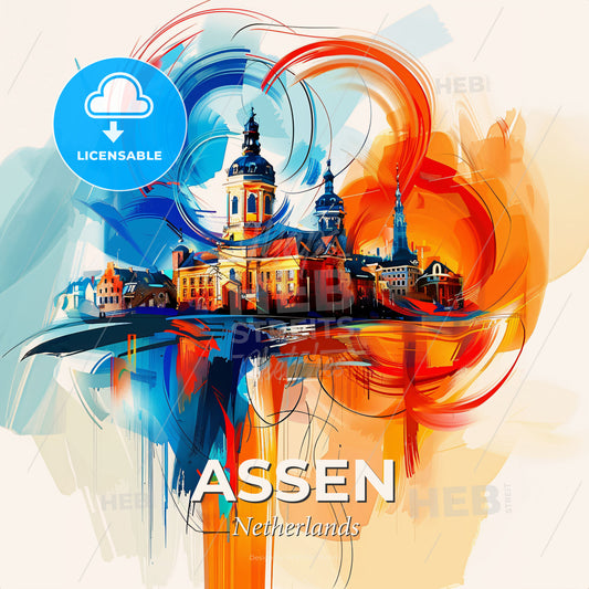 Vibrant Assen, Netherlands - A Painting Of A Building - Square format print template