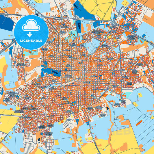 Colorful Assis Street Map with Labels and Buildings