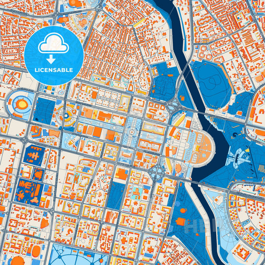 Colorful Astana Street Map with Labels and Buildings
