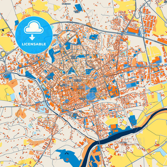 Colorful Asti Street Map with Labels and Buildings