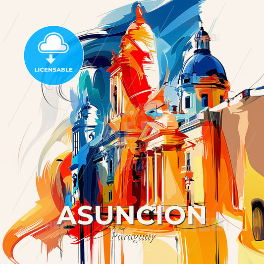 Vibrant Asuncion, Paraguay - A Colorful Painting Of A Building - Square format print template