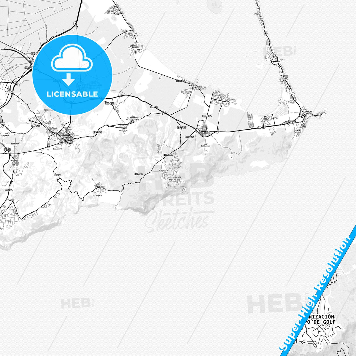 Atamaría, Spain light map with streetnames, citynames and districts