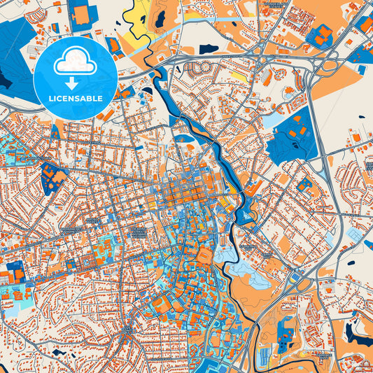 Colorful Athens-Clarke County Street Map with Labels and Buildings