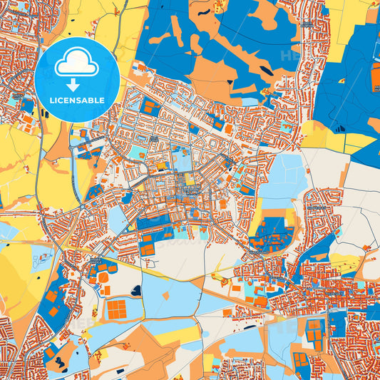 Colorful Atherton Street Map with Labels and Buildings