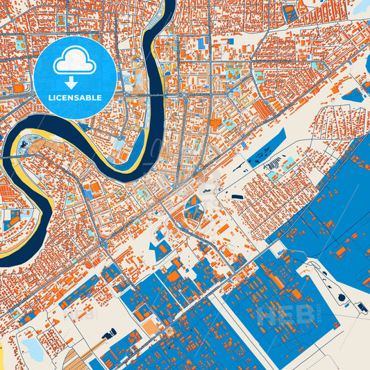 Colorful Atyrau Street Map with Labels and Buildings