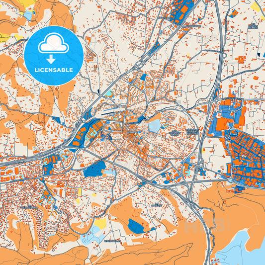 Colorful Aubagne Street Map with Labels and Buildings