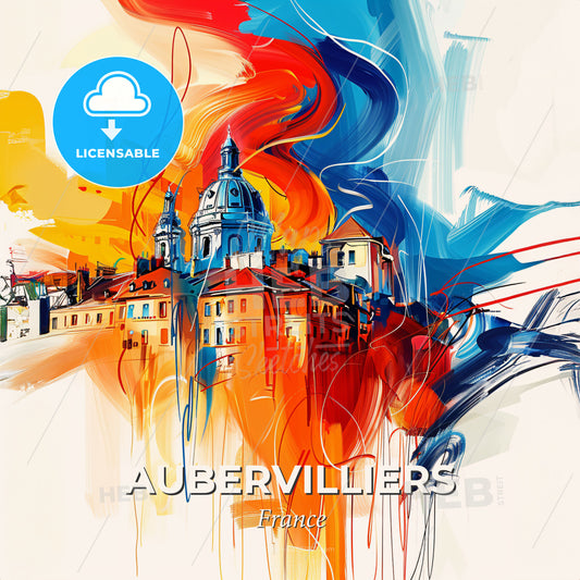 Vibrant Aubervilliers, France - A Painting Of A City - Square format print template
