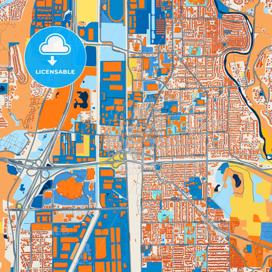 Colorful Auburn Street Map with Labels and Buildings