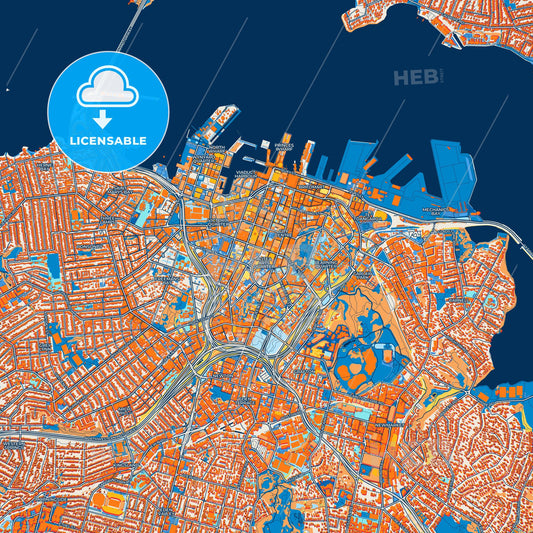Colorful Auckland Street Map with Labels and Buildings