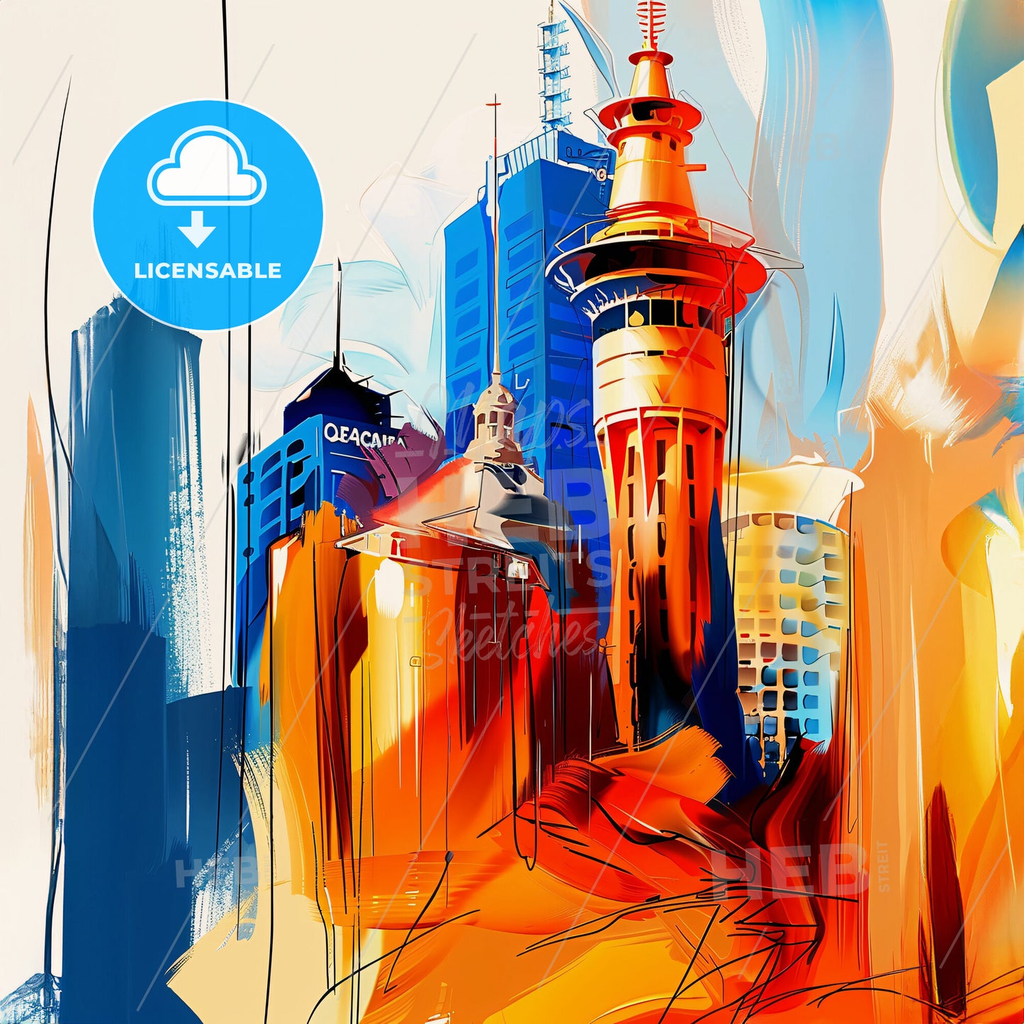 Vibrant Auckland, New Zealand - A Painting Of A City