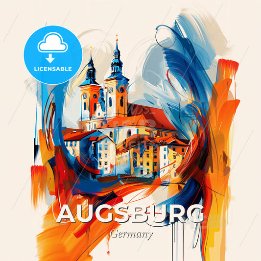 Vibrant Augsburg, Germany - A Painting Of A Building - Square format print template