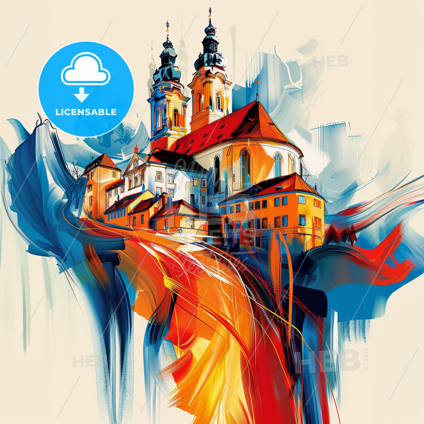Vibrant Augsburg, Germany - A Painting Of A Building