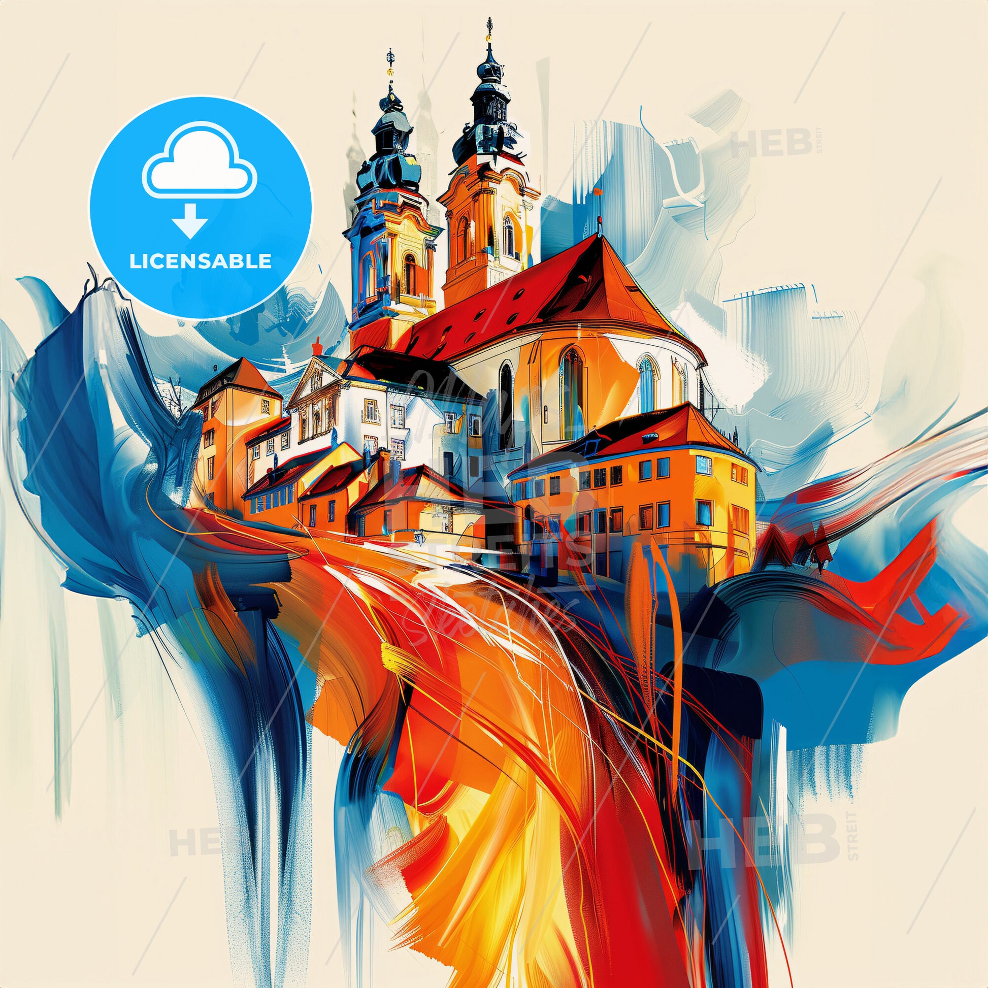 Vibrant Augsburg, Germany - A Painting Of A Building