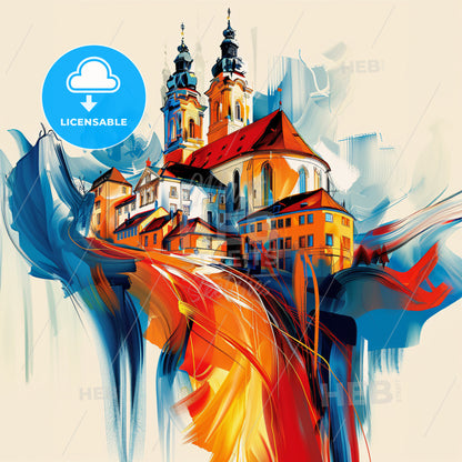 Vibrant Augsburg, Germany - A Painting Of A Building
