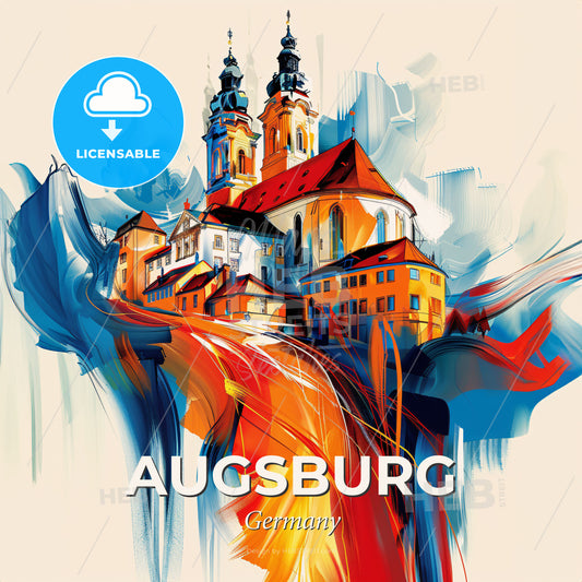 Vibrant Augsburg, Germany - A Painting Of A Building - Square format print template