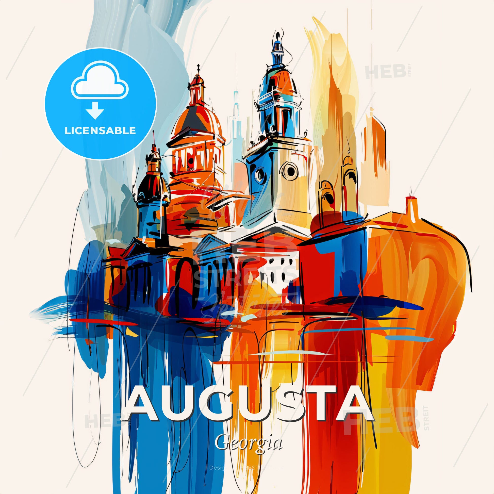 Vibrant Augusta, Georgia - A Painting Of A Building - Square format print template