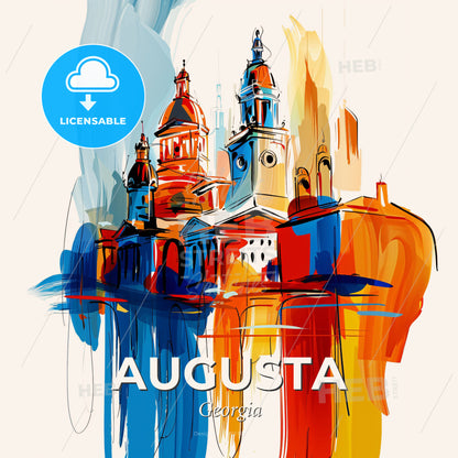 Vibrant Augusta, Georgia - A Painting Of A Building - Square format print template