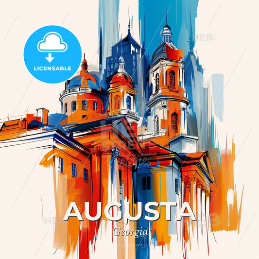Vibrant Augusta, Georgia - A Painting Of A Building - Square format print template